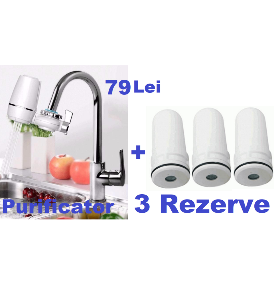 Filtru de Apa cu Robinet + 3 Rezerve